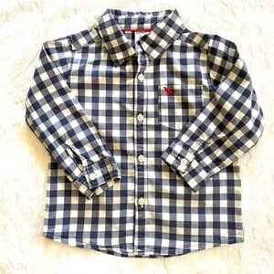 Carter's Navy and White Plaid Button Down Shirt
